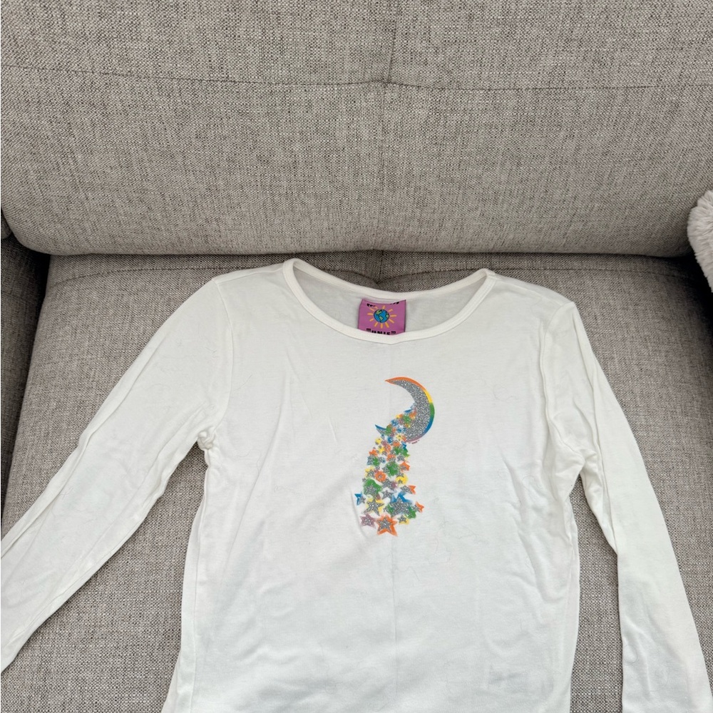 UNIF Cream Long Sleeve Tee with Starry Design